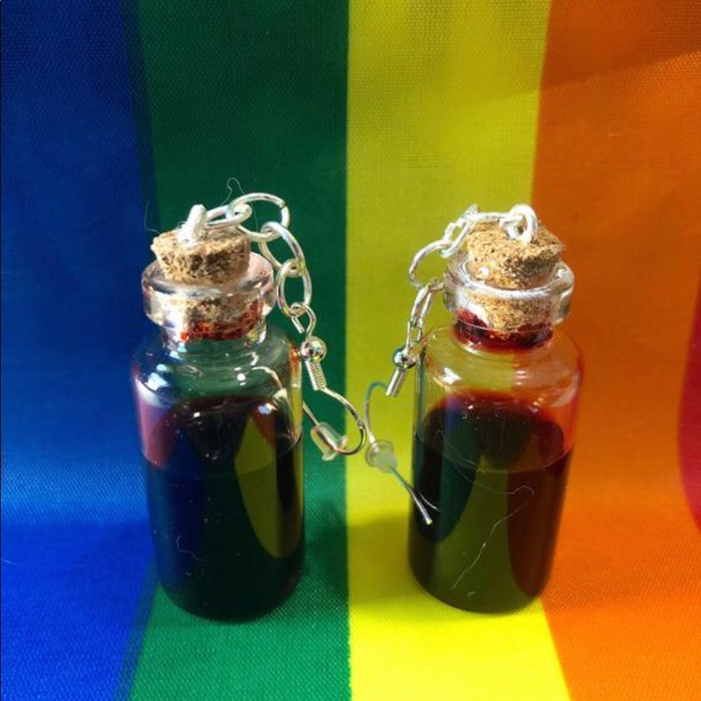 Blood earrings-gore earrings-blood vial-fake blood